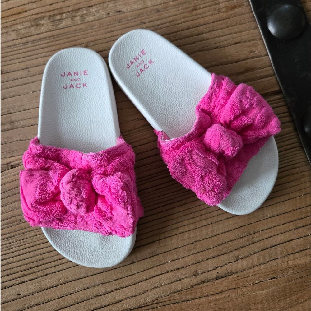 Janie and Jack Girls Pink Terry Cloth Slides Sandals size 11